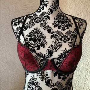 NWOT Victoria's Secret Strappy Red Lace Demi Cup Bra 34C